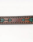BAR H EQUINE Austin Arrow Spotted Hand Painted Western Leather Men And Women Belt Brown
