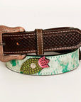 BAR H EQUINE Savannah Wood Hand Tooled Western Leather Men And Women Belt Brown