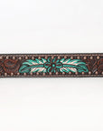 BAR H EQUINE Natural Floral Hand Painted Western Fashion Premium Leather Men And Women Belt Brown