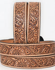 BAR H EQUINE Sunflower Floral Hand Carved Western Fashion Premium Leather Men And Women Belt Brown