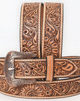BAR H EQUINE Sunflower Floral Hand Carved Western Fashion Premium Leather Men And Women Belt Brown