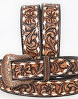 BAR H EQUINE Premium Quality Floral Hand Carved Western Leather Men And Women Belt Brown