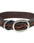 BAR H EQUINE Floral Beaded Symmetry Designs Western Leather Dog Collar