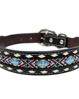 BAR H EQUINE Floral Beaded Symmetry Designs Western Leather Dog Collar