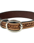 BAR H EQUINE Natural Daffodil Floral Hand Painted Western Leather Dog Collar Tan