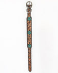 BAR H EQUINE Ella Young Turquoise Flower Hand Painted Western Leather Dog Collar