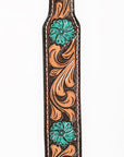 BAR H EQUINE Ella Young Turquoise Flower Hand Painted Western Leather Dog Collar