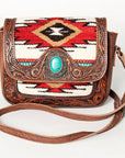 American Darling Hand Tooled Saddle Blanket Genuine Leather Women Bag Western Handbag Purse