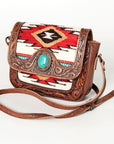 American Darling Hand Tooled Saddle Blanket Genuine Leather Women Bag Western Handbag Purse