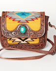 American Darling Hand Tooled Saddle Blanket Genuine Leather Women Bag Western Handbag Purse