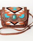 American Darling Hand Tooled Saddle Blanket Genuine Leather Women Bag Western Handbag Purse