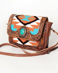 American Darling Hand Tooled Saddle Blanket Genuine Leather Women Bag Western Handbag Purse