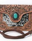 American Darling Small Crossbody Hand Tooled Hair On Genuine Leather Western Women Bag Handbag Purse | for Cute