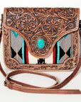 ADBG826B American Darling Hand Tooled Saddle Blanket Genuine Leather Women Bag Western Handbag Purse