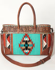 American Darling ADBG835E Tote Hand Tooled Saddle Blanket Genuine Leather women bag western handbag purse
