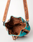 American Darling ADBG569A Bucket Hand Tooled Saddle Blanket Genuine Leather Women Bag Western Handbag Purse