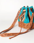 American Darling ADBG569A Bucket Hand Tooled Saddle Blanket Genuine Leather Women Bag Western Handbag Purse