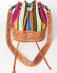 American Darling ADBG569A Bucket Hand Tooled Saddle Blanket Genuine Leather Women Bag Western Handbag Purse