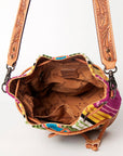 American Darling ADBG569A Bucket Hand Tooled Saddle Blanket Genuine Leather Women Bag Western Handbag Purse
