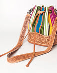 American Darling ADBG569A Bucket Hand Tooled Saddle Blanket Genuine Leather Women Bag Western Handbag Purse