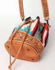 American Darling ADBG569A Bucket Hand Tooled Saddle Blanket Genuine Leather Women Bag Western Handbag Purse