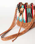 American Darling ADBG569A Bucket Hand Tooled Saddle Blanket Genuine Leather Women Bag Western Handbag Purse
