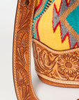 American Darling ADBG569A Bucket Hand Tooled Saddle Blanket Genuine Leather Women Bag Western Handbag Purse