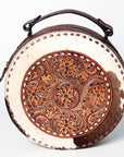 American Darling ADBGZ598 Canteen Hand Tooled Hair-On Genuine Leather Women Bag Western Handbag Purse