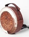 American Darling ADBGZ598 Canteen Hand Tooled Hair-On Genuine Leather Women Bag Western Handbag Purse