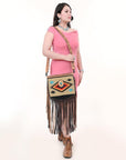 American Darling ADBGZ612 Messenger Saddle Blanket Genuine Leather Women Bag Western Handbag Purse