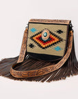 American Darling ADBGZ612 Messenger Saddle Blanket Genuine Leather Women Bag Western Handbag Purse