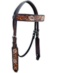 Bar H Equine Genuine Western American Leather Horse Premium Headstall & Breast Collar Set