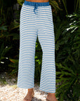 Stripe Collared Top and Drawstring Pants Set