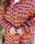 Plaid Long Sleeve Side Split Distressed Shirt