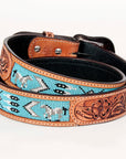 Bar H Equine Hand Carved Western Leather Belt Men Women Beaded