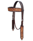 Bar H Equine Genuine Western American Leather Horse Premium Headstall & Breast Collar Set
