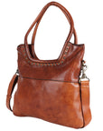 Spaghetti Western Swc178Tan Tote Vintage Handmade Drum Dyed Genuine European Cowhide Leather Women Bag Western Handbag Purse