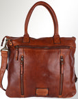 Spaghetti Western Swc179Tan Tote Vintage Handmade Drum Dyed Genuine European Cowhide Leather Women Bag Western Handbag Purse