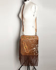 American Darling Chaps Bag Hand Tooled Hair On Genuine Leather women bag western handbag purse