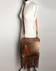 American Darling Chaps Bag Hand Tooled Hair On Genuine Leather women bag western handbag purse