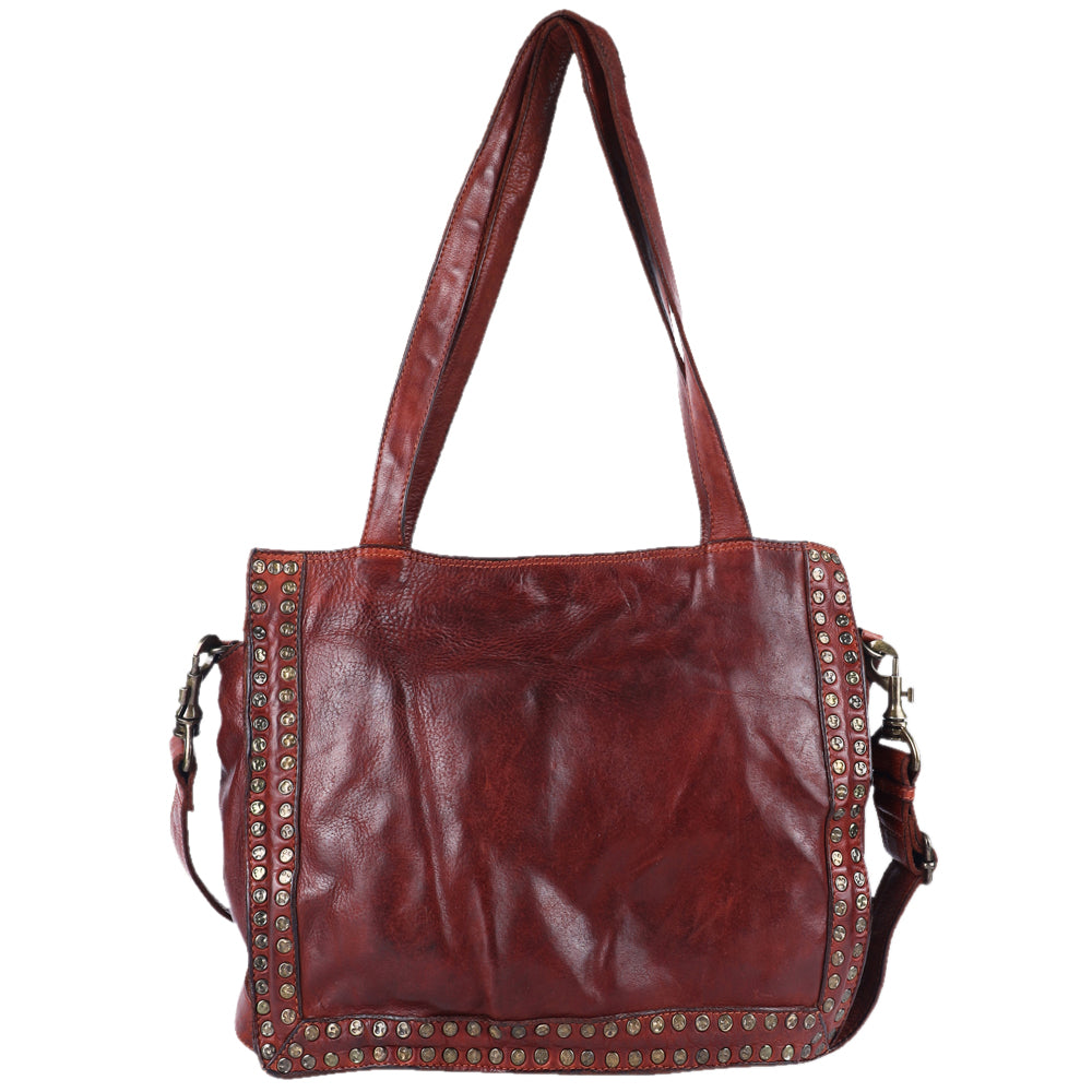 Spaghetti Western Swc133Cg Tote Vintage Handmade Drum Dyed Genuine European Cowhide Leather Women Bag Western Handbag Purse