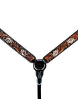 Bar H Equine Genuine Western American Leather Horse Premium Headstall & Breast Collar Set
