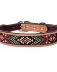 HILASON Western Style Beaded American Leather Pet Dog Collar