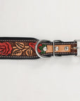HIlason Genuine Leather Dog Collar Hand Tooled