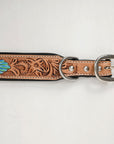 HIlason Genuine Leather Dog Collar Hand Tooled