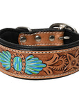 HIlason Genuine Leather Dog Collar Hand Tooled