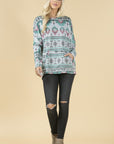 Smoky Mountain Gray Aztec Print Tunic with Pockets Made in America