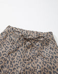 Leopard Drawstring Elastic Waist Pocketed Jeans