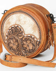 American Darling Canteen Bag Hand Tooled Hair on Genuine Leather W.