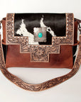 ADBG842B American Darling Hand Tooled Hair On Genuine Leather Women Bag Western Handbag Purse